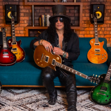 Slash pictured with the Slash Gibson Collection