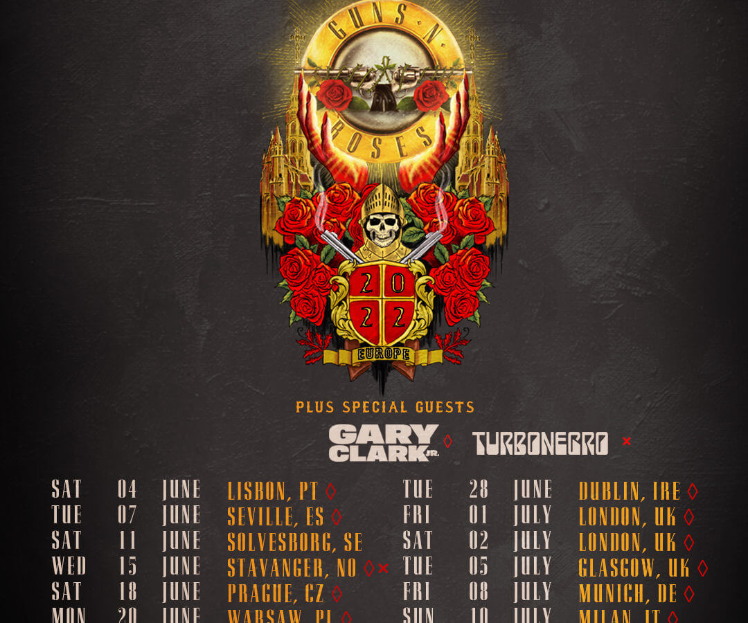 Guns N' Roses 2021 Tour Poster with Dates